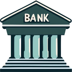 Classic Bank Building Architectural Icon Simplified Bank Clipart Design