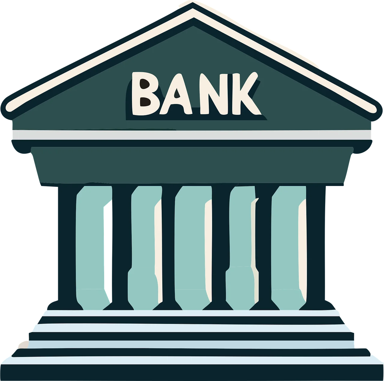 Classic Bank Building Architectural Icon Simplified Bank Clipart Design