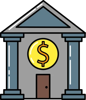 Classic Banking Institution Building Clipart with Dollar Sign Symbol