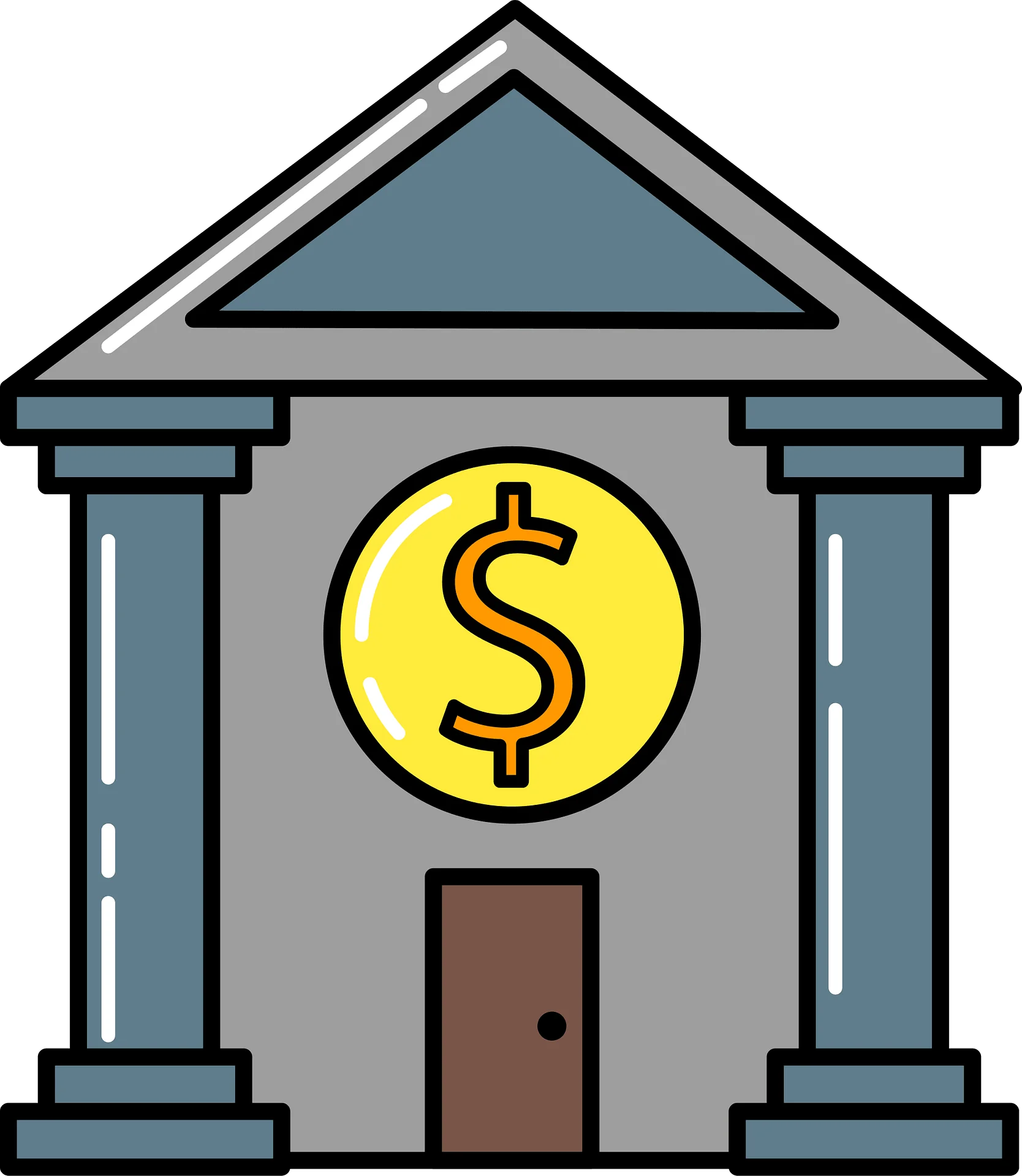 Classic Banking Institution Building Clipart with Dollar Sign Symbol