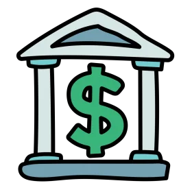 Classic Banking Institution Clipart with Dollar Sign Symbolizing Financial Services