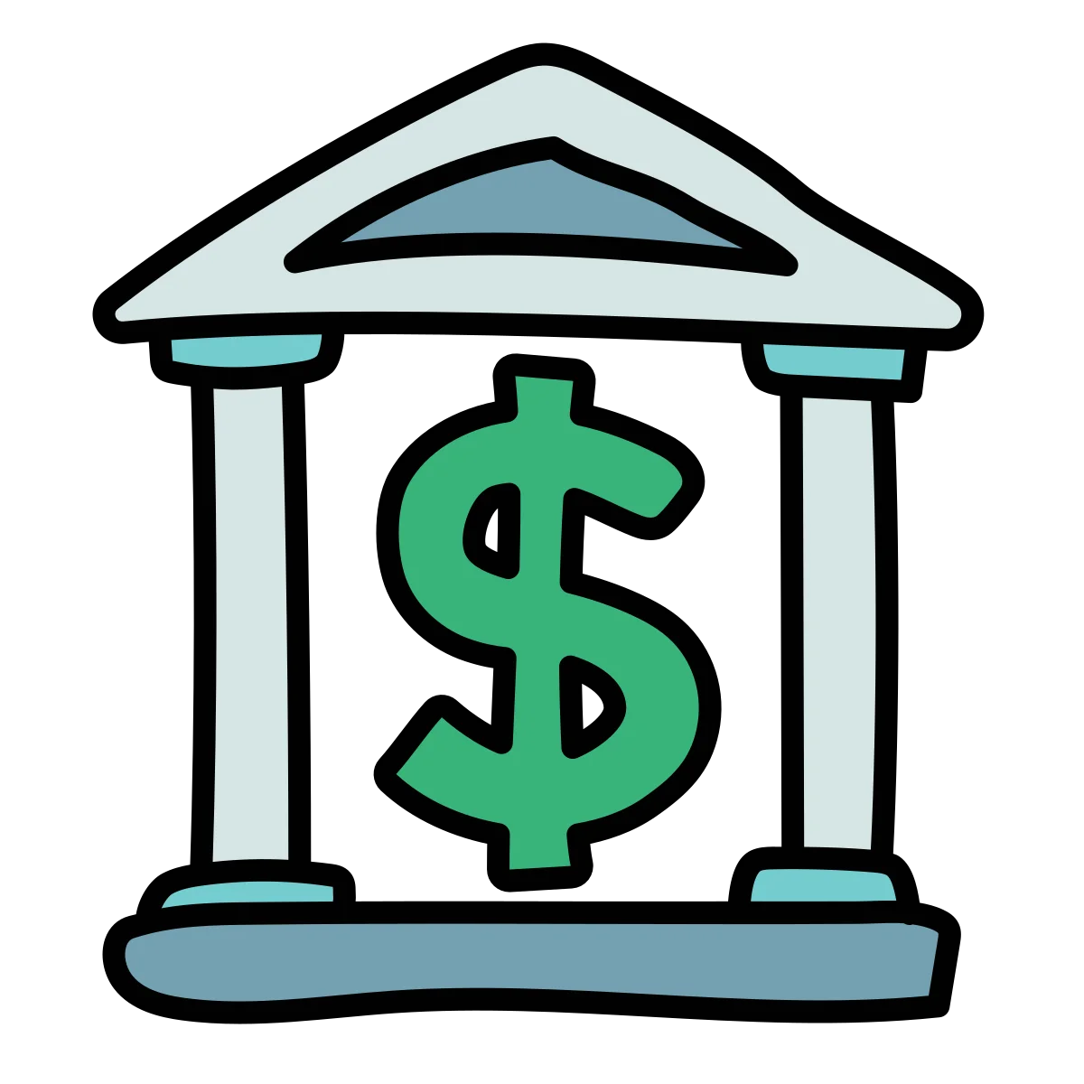 Classic Banking Institution Clipart with Dollar Sign Symbolizing Financial Services