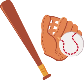 Classic Baseball Equipment Clipart: Vintage Wooden Bat and Leather Glove Design