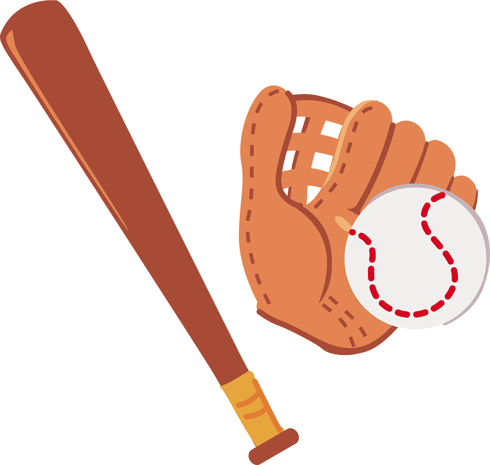 Classic Baseball Equipment Clipart: Vintage Wooden Bat and Leather Glove Design