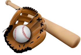 Classic Baseball Glove, Bat, and Ball Clipart - Essential Sports Equipment Illustration