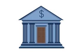 Classic Blue Financial Institution Building Clipart Graphic Design