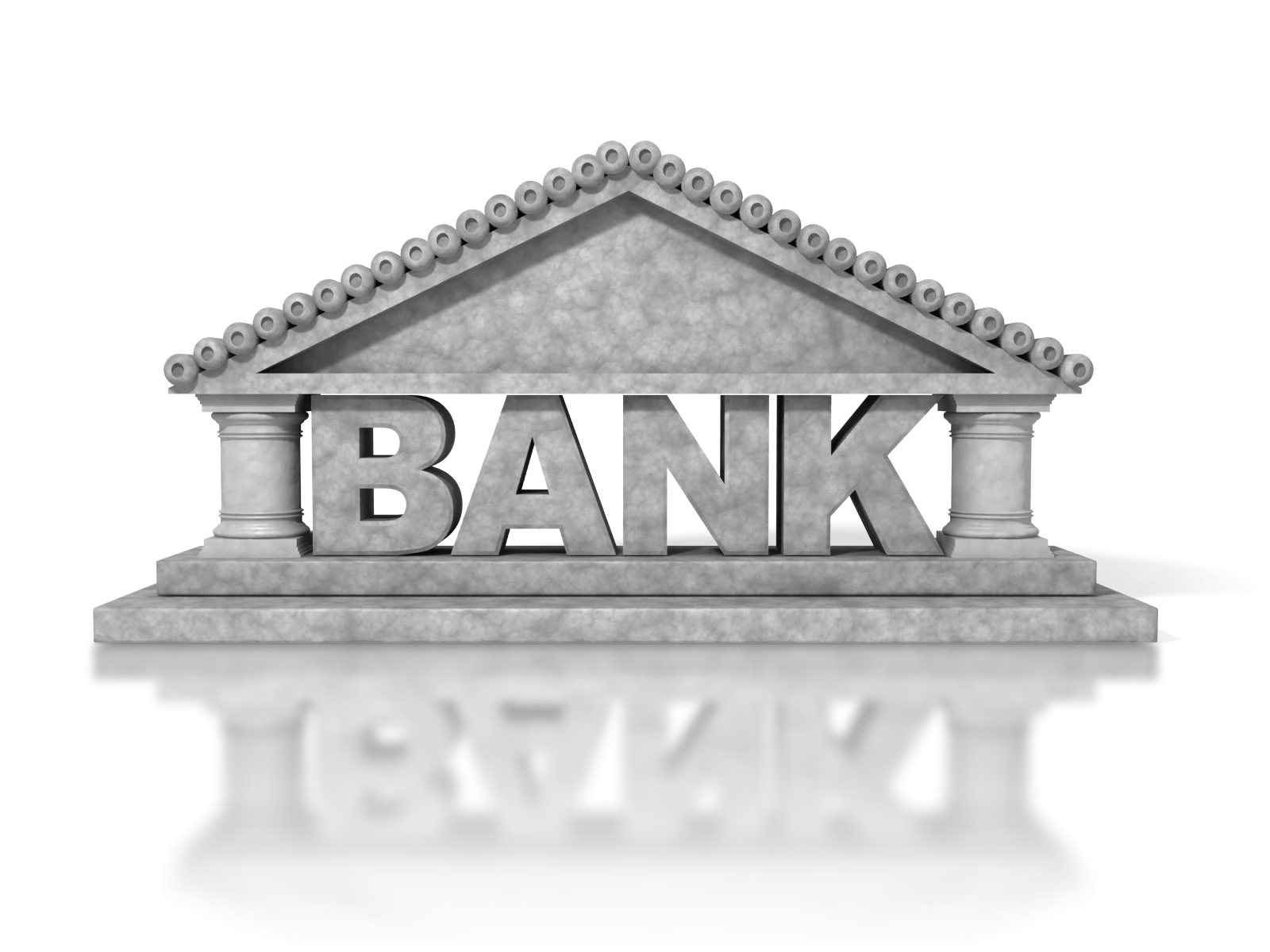 Classic Gray Stone Bank Building Architectural Clipart Design Illustration