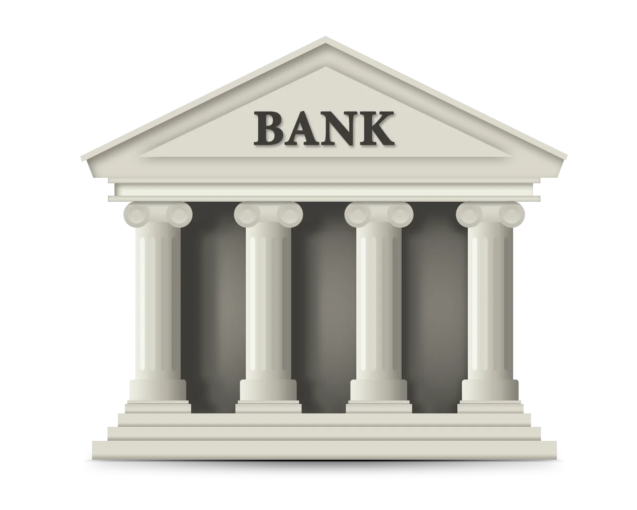 Classic Neoclassical Bank Building Architectural Clipart Illustration Design
