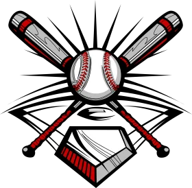 Crossed Baseball Bats and Ball Vintage Emblem Sporty Clipart Design