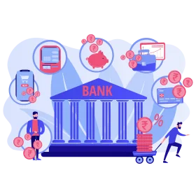 Digital Banking Services Modern Financial Management Clipart Illustration