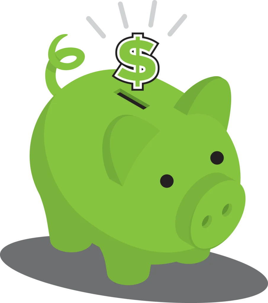 Green Piggy Bank Clipart with Dollar Sign - Financial Savings Illustration