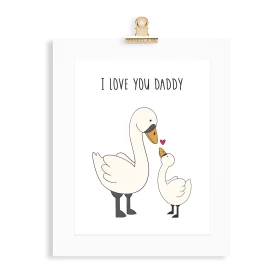 Heartwarming Swan Father and Child Daddy Love Clipart Illustration