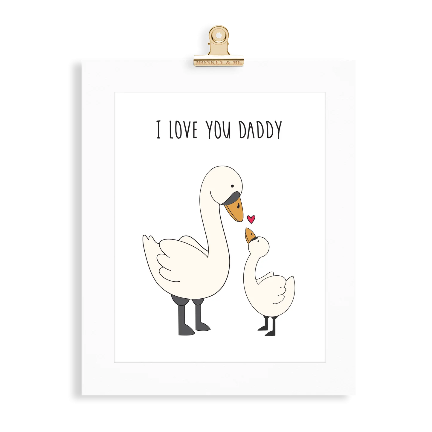 Heartwarming Swan Father and Child Daddy Love Clipart Illustration