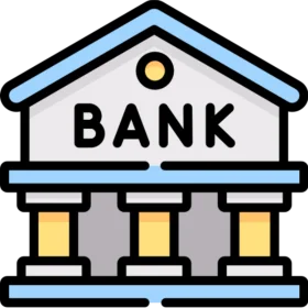 Minimalist Bank Building Clipart Icon with Architectural Columns and Symmetry