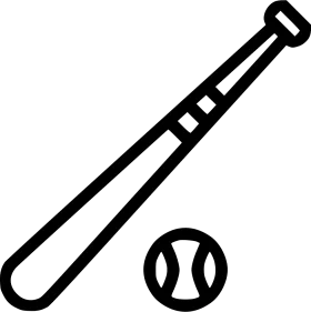 Minimalist Black and White Baseball Bat and Ball Clipart Illustration Design