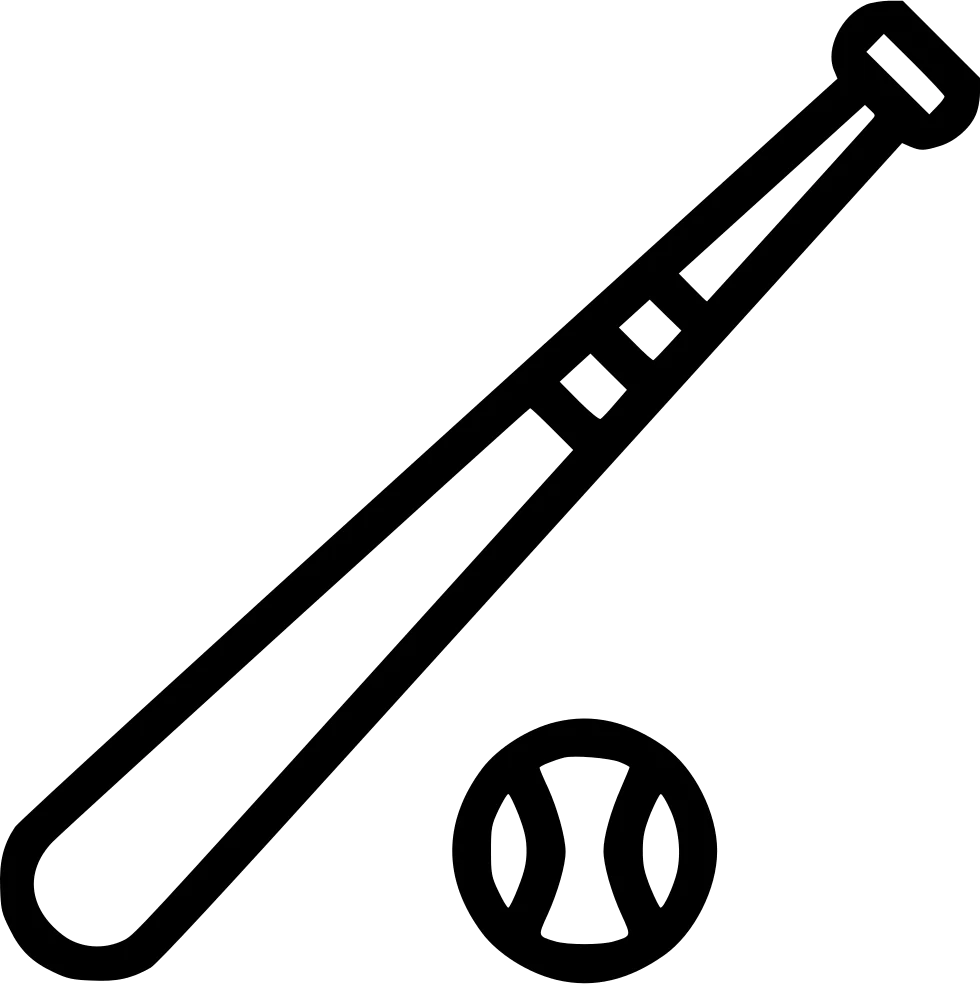 Minimalist Black and White Baseball Bat and Ball Clipart Illustration Design