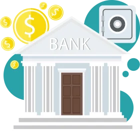 Stylish Banking Concept Illustration: Financial Institution Clipart Design