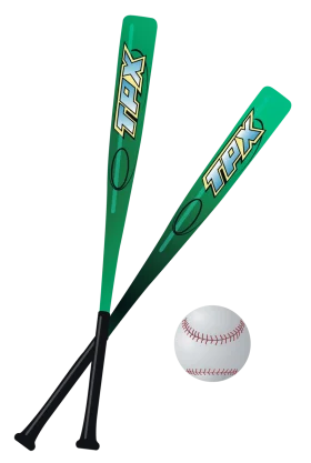 TPX Baseball Bats and Ball Sleek Green and Black Clipart Design