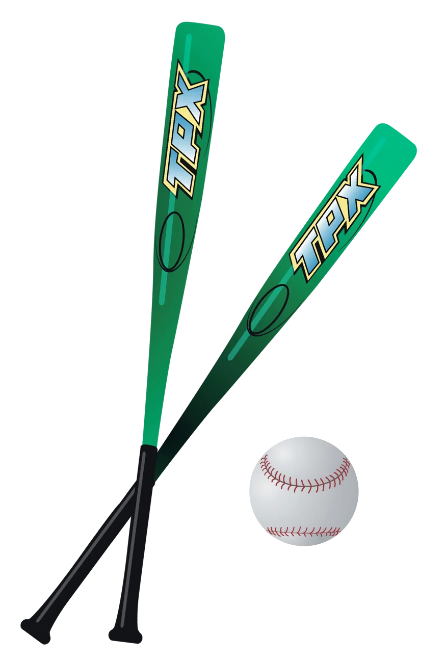 TPX Baseball Bats and Ball Sleek Green and Black Clipart Design