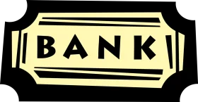 Vintage Black and Yellow Bank Sign Clipart with Classic Typography