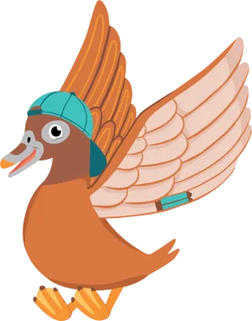Whimsical Orange Dad Duck Clipart with Teal Cap and Spread Wings