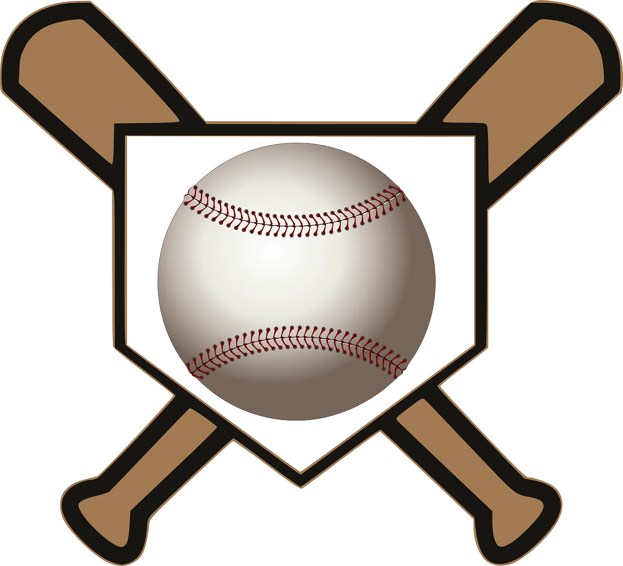 Classic Baseball and Crossed Bats Vintage-Style Sports Clipart Logo Design
