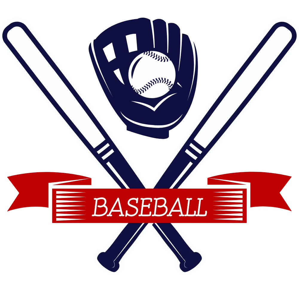 Classic Baseball Equipment Crossed Bats and Glove Vintage Clipart Logo Design