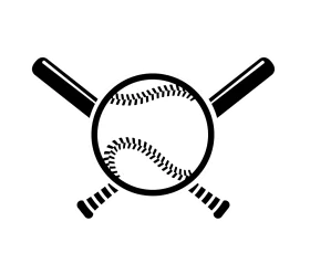 Classic Black and White Baseball Clipart with Crossed Bats and Ball Emblem