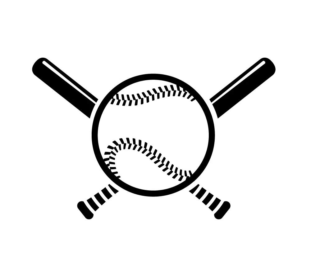Classic Black and White Baseball Clipart with Crossed Bats and Ball Emblem