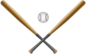 Vintage Baseball Crossed Wooden Bats and Classic Baseball Clipart Design