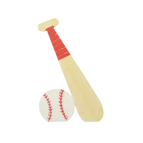 Vintage Minimalist Baseball Bat and Ball Clipart Illustration Design