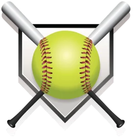 Classic Softball Homeplate Emblem Clipart Design with Crossed Bats
