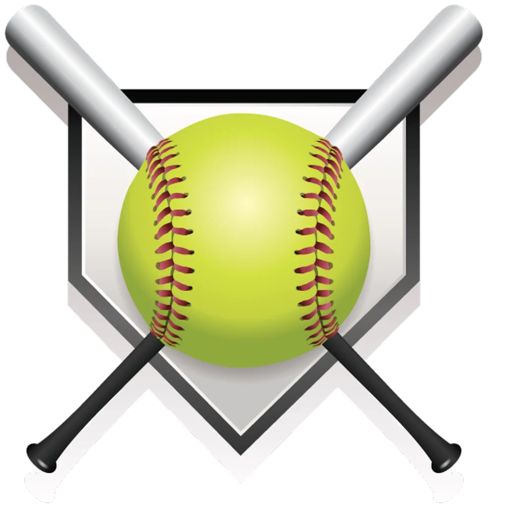 Classic Softball Homeplate Emblem Clipart Design with Crossed Bats