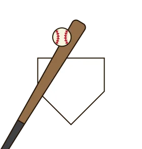 Minimalist Baseball Bat and Ball Clipart Design with Home Plate Silhouette