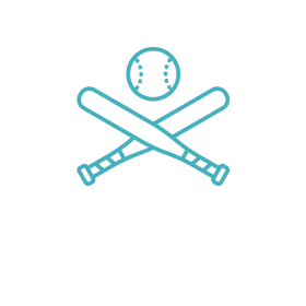 Minimalist Baseball Crossed Bats and Ball Sporty Clipart Design