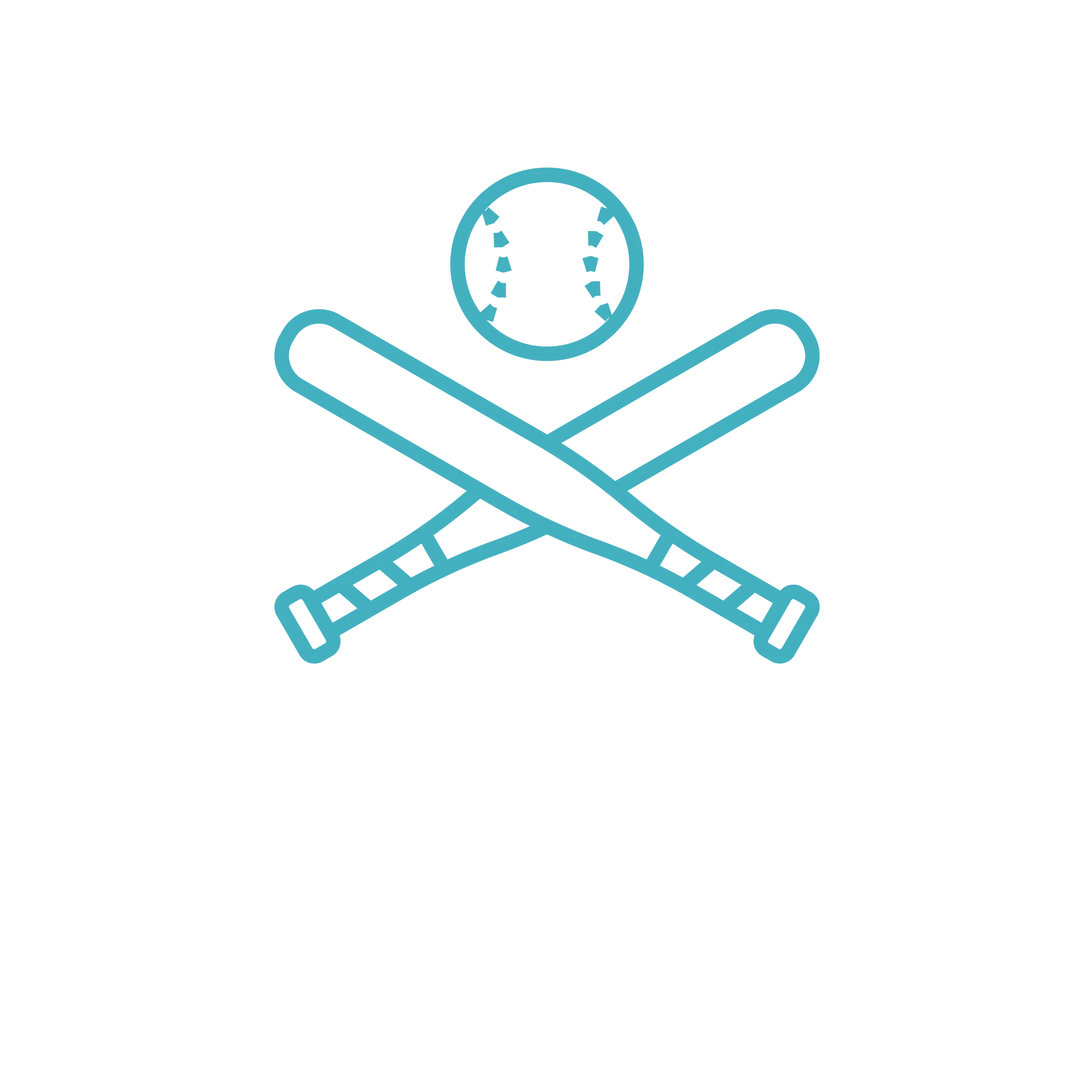 Minimalist Baseball Crossed Bats and Ball Sporty Clipart Design