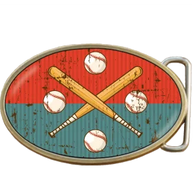Vintage Baseball Crossed Bats and Baseballs Nostalgic Oval Clipart Design