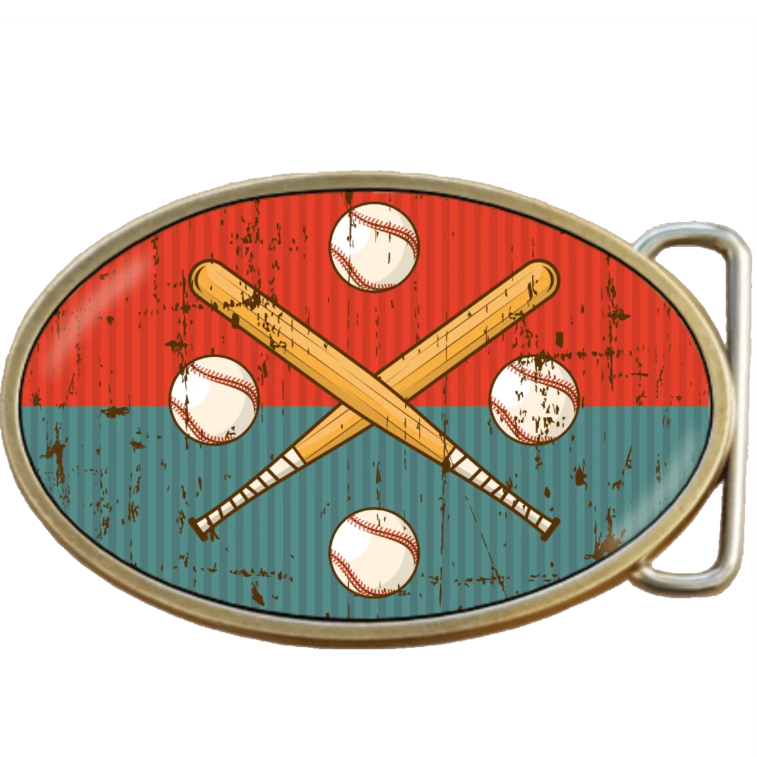 Vintage Baseball Crossed Bats and Baseballs Nostalgic Oval Clipart Design