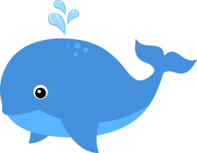 Adorable Blue Whale Clipart: Cute Marine Creature Spouting Playful Water