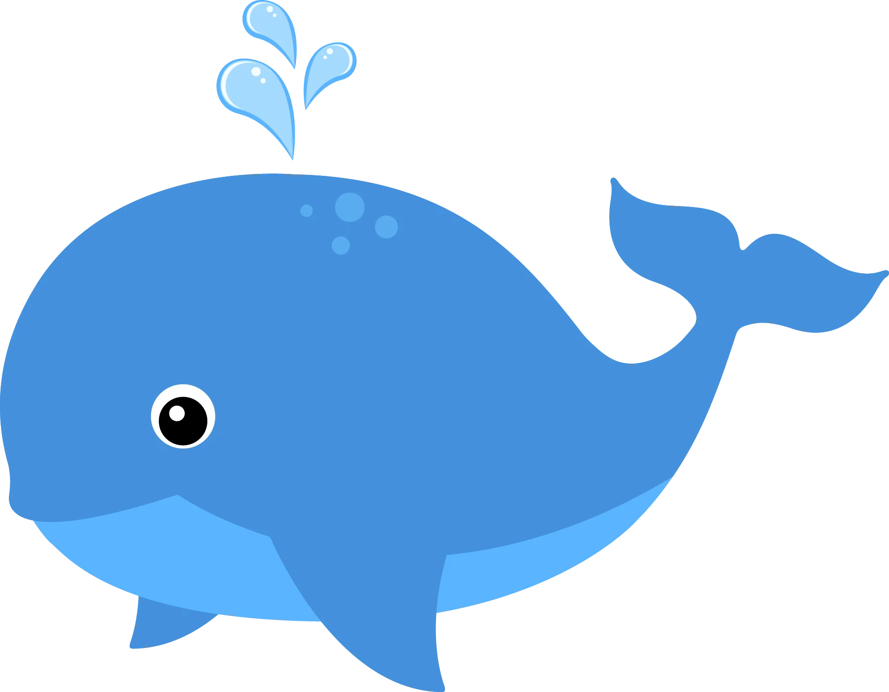 Adorable Blue Whale Clipart: Cute Marine Creature Spouting Playful Water