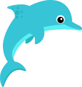 Adorable Turquoise Dolphin Clipart: Playful Marine Creature Illustration