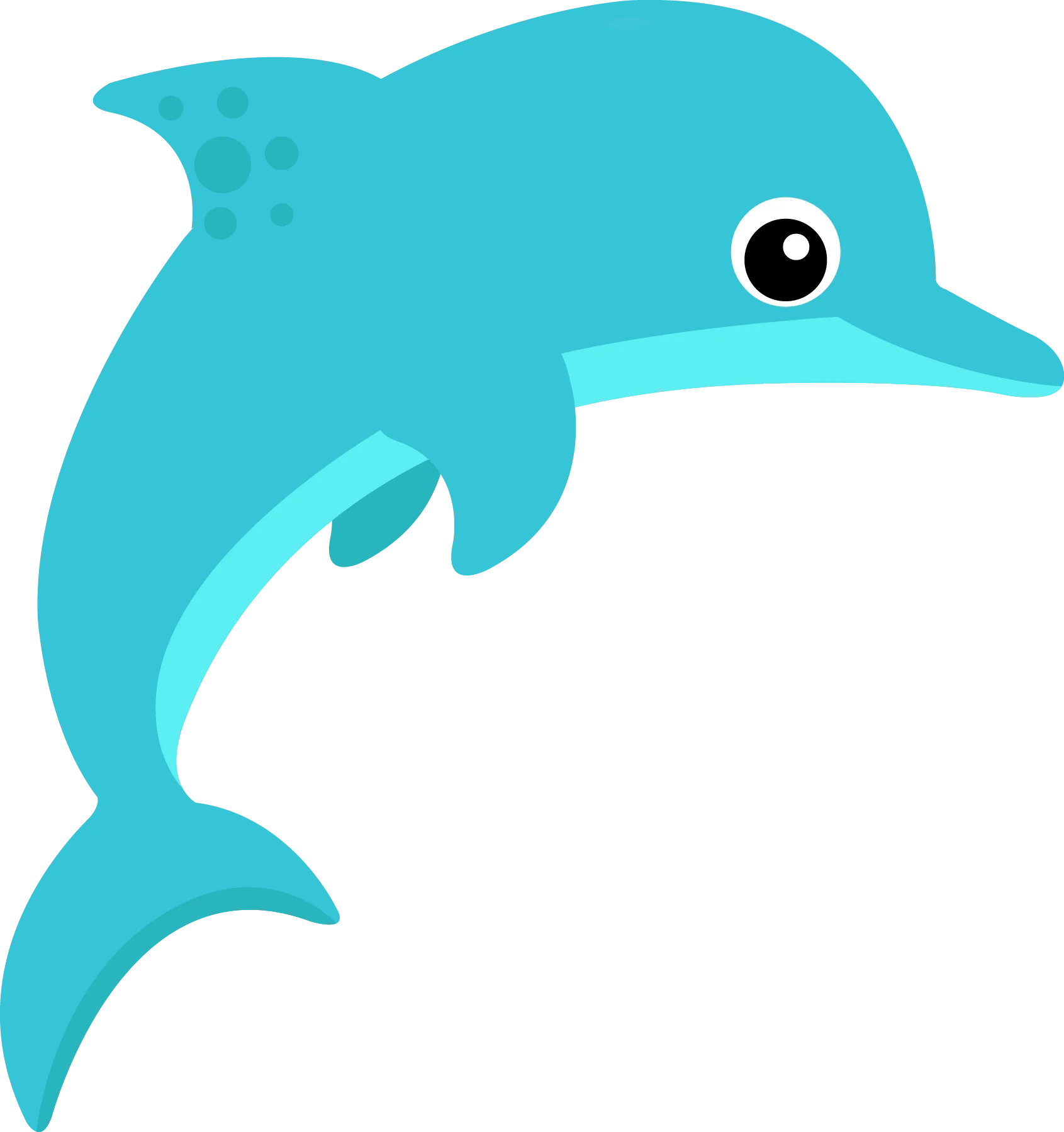 Adorable Turquoise Dolphin Clipart: Playful Marine Creature Illustration