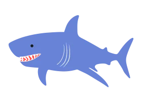 Playful Blue Shark Clipart Design with Cartoonish Friendly Appearance