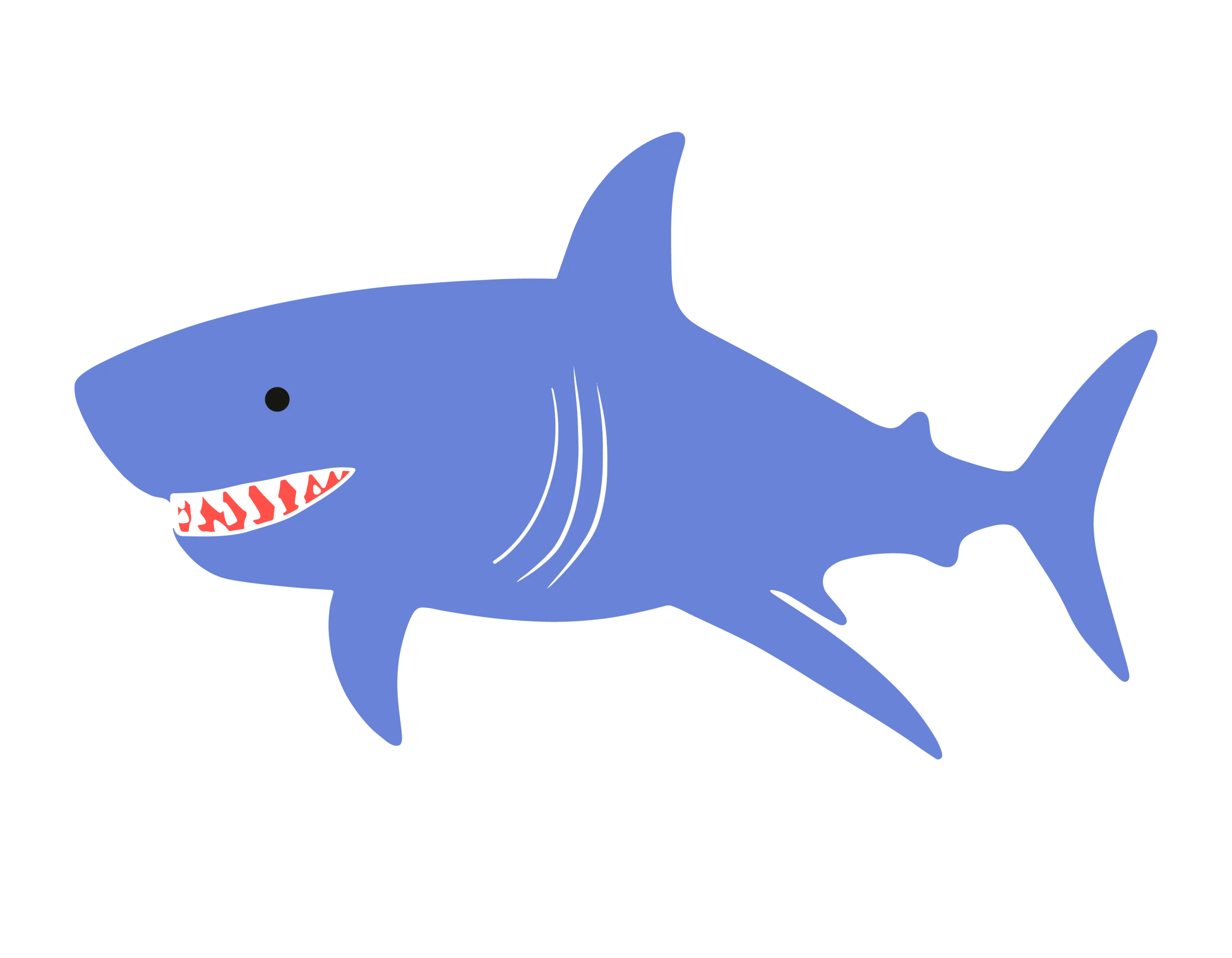 Playful Blue Shark Clipart Design with Cartoonish Friendly Appearance