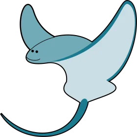 Adorable Blue Stingray Swimming Cartoon Sea Creature Clipart Design