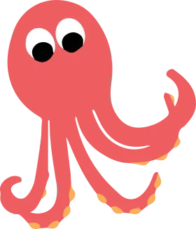 Adorable Cartoon Red Octopus Playful Marine Creature Clipart Design
