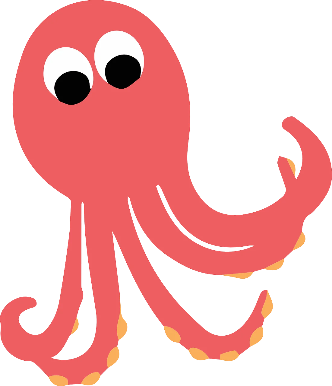 Adorable Cartoon Red Octopus Playful Marine Creature Clipart Design