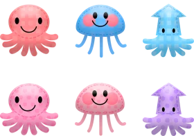 Adorable Pastel Jellyfish Clipart Collection - Cute Sea Creature Illustrations