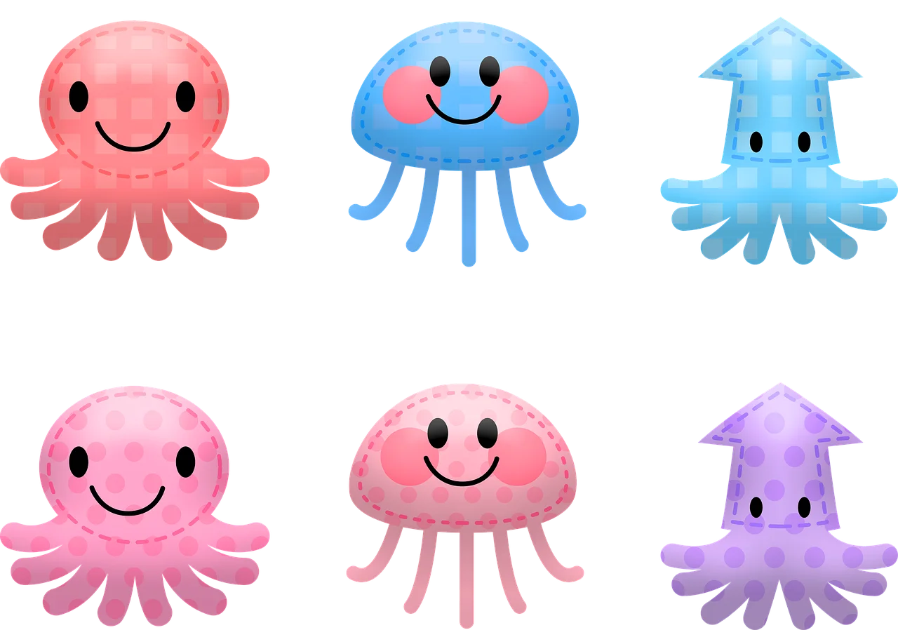Adorable Pastel Jellyfish Clipart Collection - Cute Sea Creature Illustrations