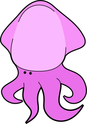 Adorable Pink Squid Clipart: Whimsical Marine Creature Cartoon Design